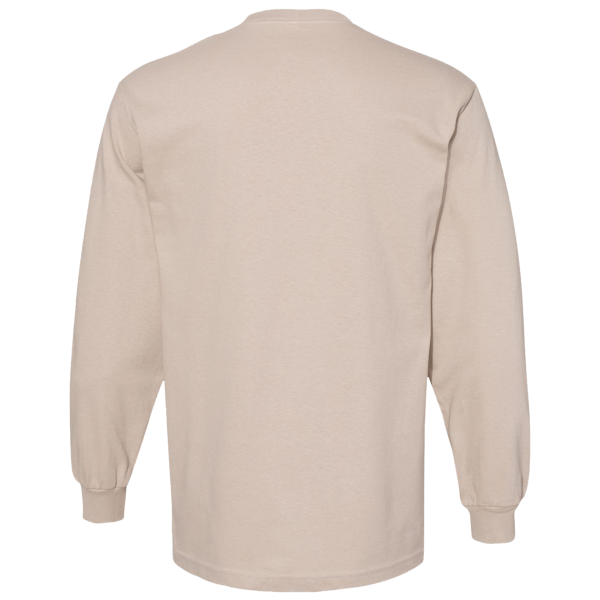 American Apparel Unisex Heavyweight Cotton Long Sleeve Tee, Sand, Back view