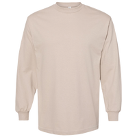 American Apparel Unisex Heavyweight Cotton Long Sleeve Tee, Sand, Front view