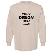 American Apparel Unisex Heavyweight Cotton Long Sleeve Tee, Sand, Front view, Mockup