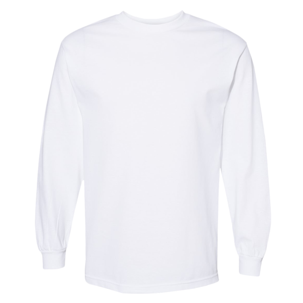 American Apparel Unisex Heavyweight Cotton Long Sleeve Tee, White, Front view
