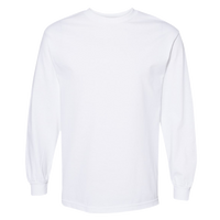 American Apparel Unisex Heavyweight Cotton Long Sleeve Tee, White, Front view