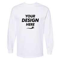 American Apparel Unisex Heavyweight Cotton Long Sleeve Tee, White, Front view, Mockup