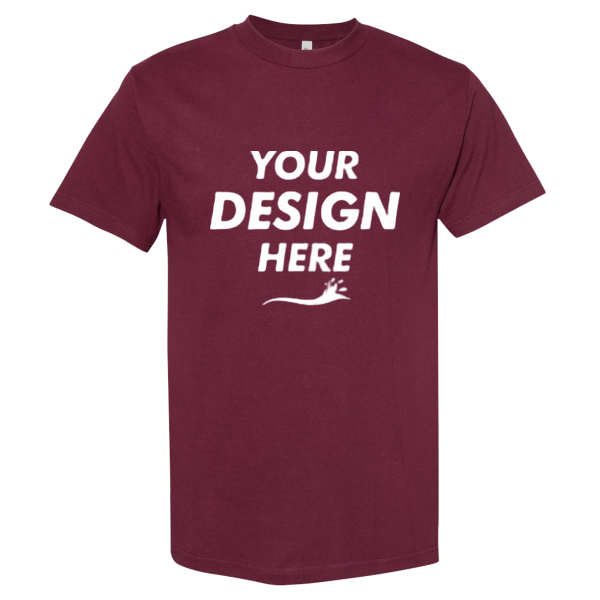 American Apparel Unisex Heavyweight Cotton Tee, Burgundy, Front view, Mockup