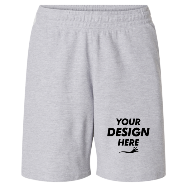 American Apparel Unisex Pique Gym Shorts, Heather Grey, Front view, Mockup