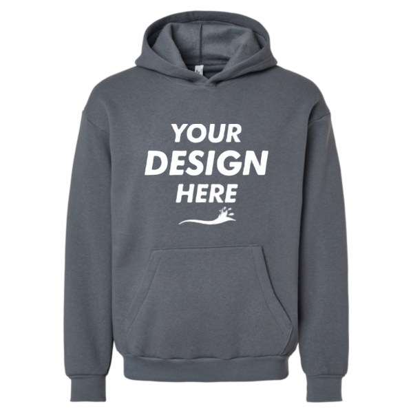 American Apparel Unisex ReFlex Fleece Hoodie Sweatshirt, Asphalt, Front view, Mockup