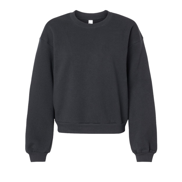 American Apparel Women's ReFlex Fleece Crewneck Sweatshirt, Black, Front view