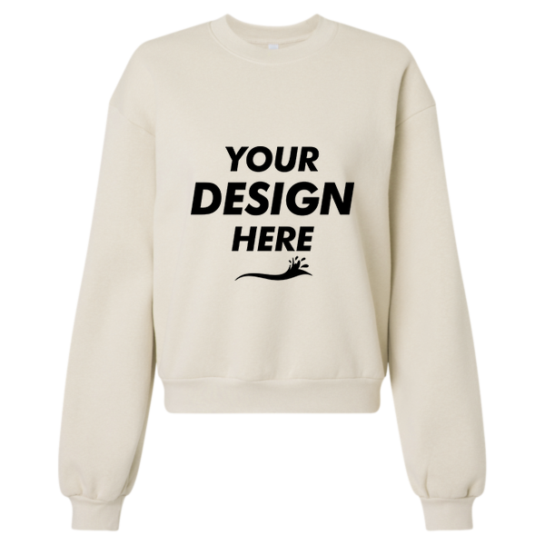 American Apparel Women's ReFlex Fleece Crewneck Sweatshirt, Bone, Front view, Mockup