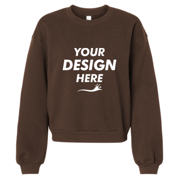 American Apparel Women's ReFlex Fleece Crewneck Sweatshirt, Brown, Front view, Mockup
