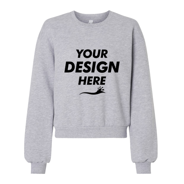 American Apparel Women's ReFlex Fleece Crewneck Sweatshirt, Heather Grey, Front view, Mockup