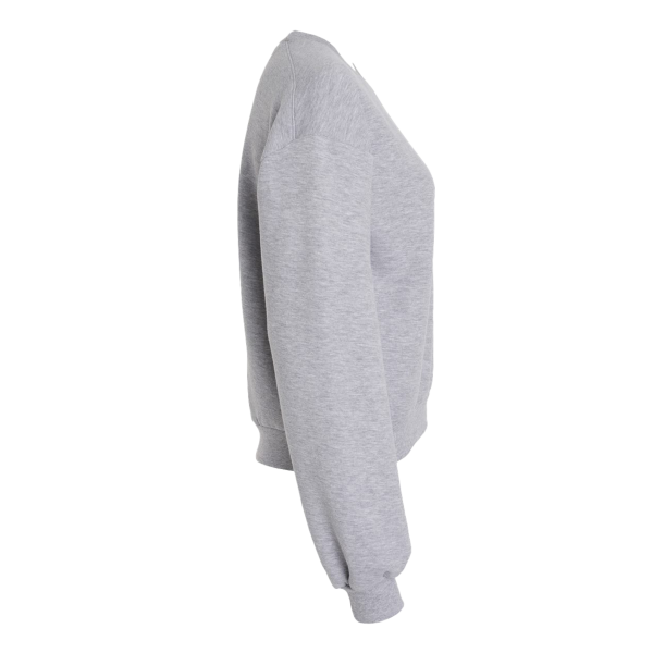American Apparel Women's ReFlex Fleece Crewneck Sweatshirt, Heather Grey, Right Sleeve view