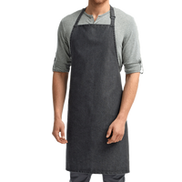 Artisan Collection by Reprime Recycled Bib Apron, Black Denim, Front view