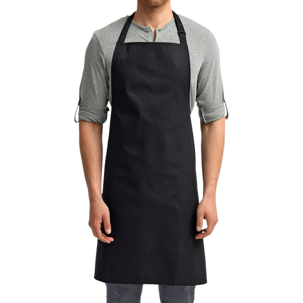 Artisan Collection by Reprime Recycled Bib Apron, Black, Front view