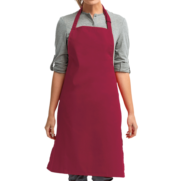 Artisan Collection by Reprime Recycled Bib Apron, Burgundy, Front view