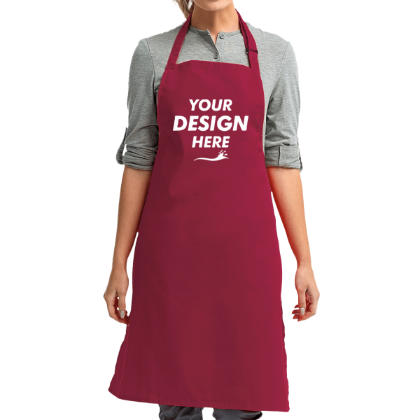 Artisan Collection by Reprime Recycled Bib Apron, Burgundy, Front view, Mockup