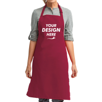 Artisan Collection by Reprime Recycled Bib Apron, Burgundy, Front view, Mockup