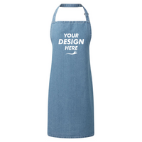 Artisan Collection by Reprime Recycled Bib Apron, Denim Blue, Front view, Mockup