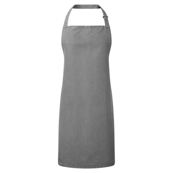 Artisan Collection by Reprime Recycled Bib Apron, Grey Denim, Front view