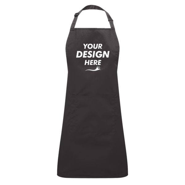 Artisan Collection by Reprime Recycled Pocket Bib Apron, Black Denim, Front view, Mockup