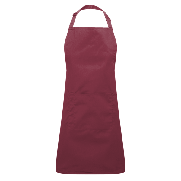 Artisan Collection by Reprime Recycled Pocket Bib Apron, Burgundy, Front view