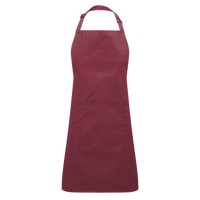 Artisan Collection by Reprime Recycled Pocket Bib Apron, Burgundy, Front view