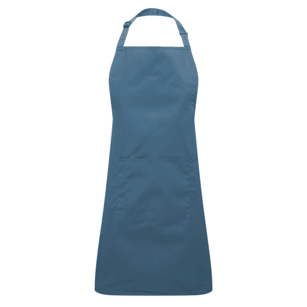 Artisan Collection by Reprime Recycled Pocket Bib Apron, Denim Blue, Front view