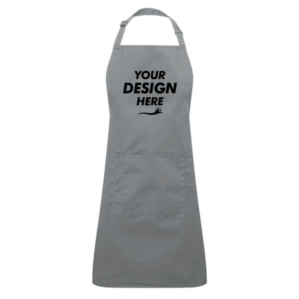 Artisan Collection by Reprime Recycled Pocket Bib Apron, Grey Denim, Front view, Mockup