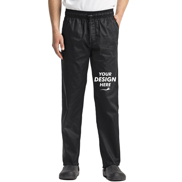 Artisan Collection by Reprime Unisex Chef's Select Slim Leg Pant, Black, Front view, Mockup