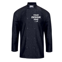 Artisan Collection by Reprime Unisex Denim Chef's Jacket, Black Denim, Front view, Mockup