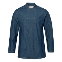 Artisan Collection by Reprime Unisex Denim Chef's Jacket, Denim Blue, Front view