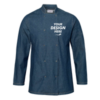 Artisan Collection by Reprime Unisex Denim Chef's Jacket, Denim Blue, Front view, Mockup