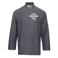 Artisan Collection by Reprime Unisex Denim Chef's Jacket, Grey Denim, Front view, Mockup
