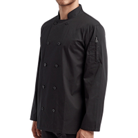 Artisan Collection by Reprime Unisex Recycled Chef Coat, Black, Left Sleeve view