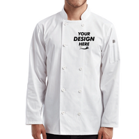 Artisan Collection by Reprime Unisex Recycled Chef Coat, White, Front view, Mockup
