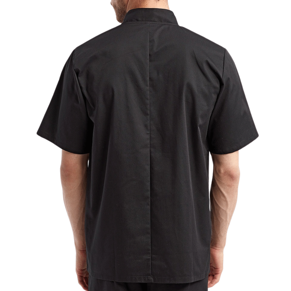 Artisan Collection by Reprime Unisex Short Sleeve Recycled Chef Coat, Black, Back view