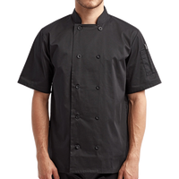 Artisan Collection by Reprime Unisex Short Sleeve Recycled Chef Coat, Black, Front view