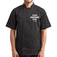 Artisan Collection by Reprime Unisex Short Sleeve Recycled Chef Coat, Black, Front view, Mockup