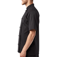 Artisan Collection by Reprime Unisex Short Sleeve Recycled Chef Coat, Black, Left Sleeve view