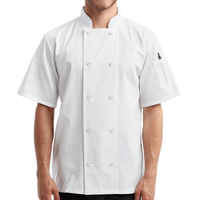 Artisan Collection by Reprime Unisex Short Sleeve Recycled Chef Coat, White, Front view