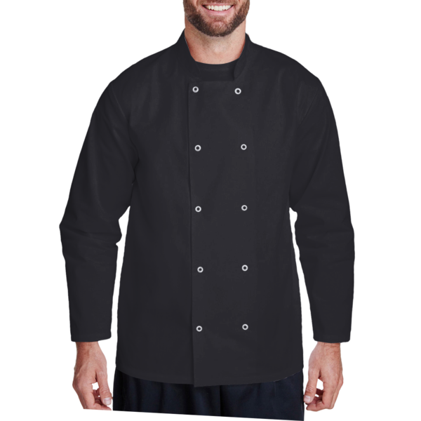 Artisan Collection by Reprime Unisex Ten Studded Front Chef Coat, Black, Front view