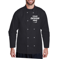 Artisan Collection by Reprime Unisex Ten Studded Front Chef Coat, Black, Front view, Mockup