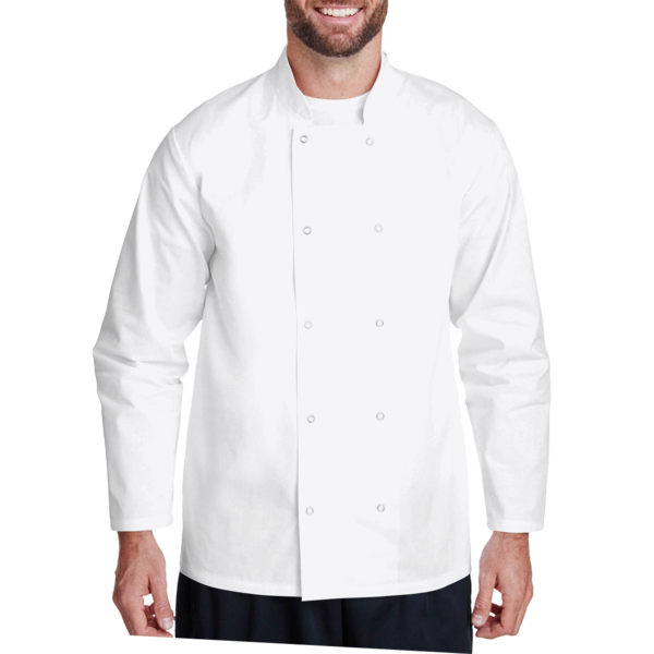 Artisan Collection by Reprime Unisex Ten Studded Front Chef Coat, White, Front view