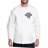 Artisan Collection by Reprime Unisex Ten Studded Front Chef Coat, White, Front view, Mockup