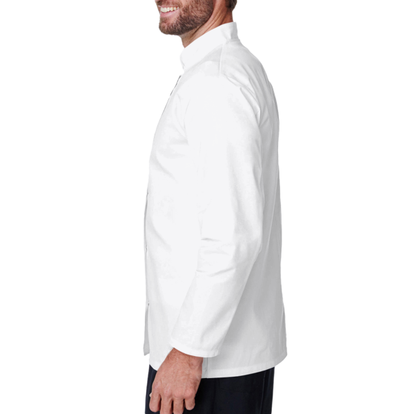 Artisan Collection by Reprime Unisex Ten Studded Front Chef Coat, White, Left Sleeve view