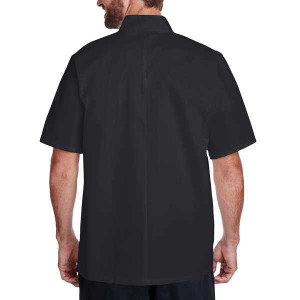 Artisan Collection by Reprime Unisex Ten Studded Front Short Sleeve Chef Coat, Black, Back view