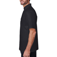 Artisan Collection by Reprime Unisex Ten Studded Front Short Sleeve Chef Coat, Black, Left Sleeve view
