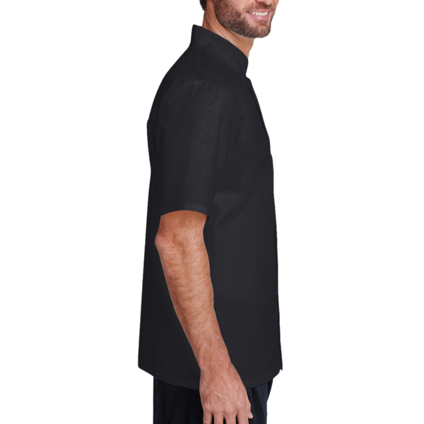 Artisan Collection by Reprime Unisex Ten Studded Front Short Sleeve Chef Coat, Black, Right Sleeve view