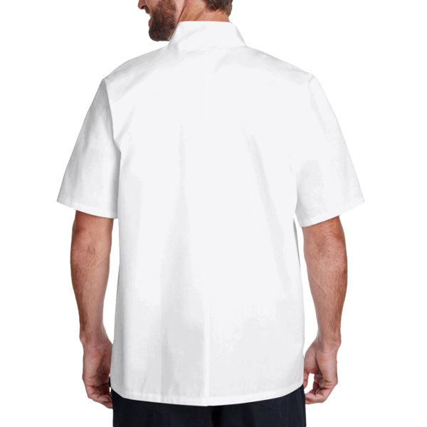 Artisan Collection by Reprime Unisex Ten Studded Front Short Sleeve Chef Coat, White, Back view
