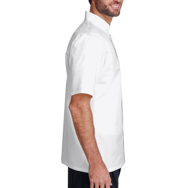 Artisan Collection by Reprime Unisex Ten Studded Front Short Sleeve Chef Coat, White, Right Sleeve view