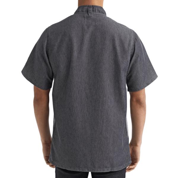 Artisan Collection by Reprime Unisex Zip-Close Short Sleeve Chef's Coat, Black Denim, Back view