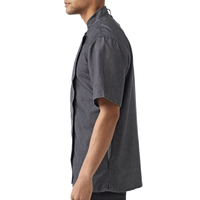 Artisan Collection by Reprime Unisex Zip-Close Short Sleeve Chef's Coat, Black Denim, Left Sleeve view